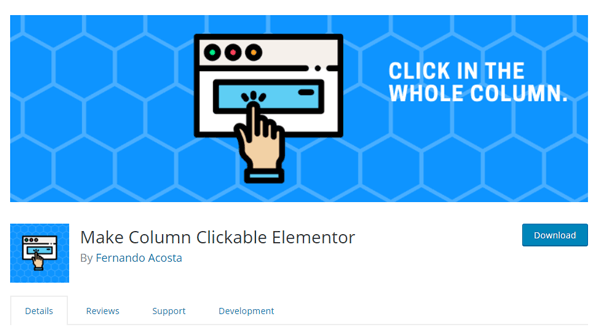 Make columns clickable in Elementor (free plugin)