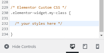 Elementor add CSS to WordPress customizer