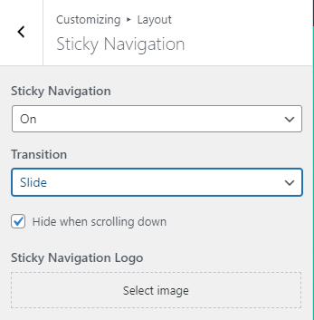 Sticky navigation options for GeneratePress theme