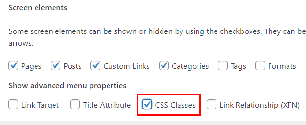 Enable CSS classes for WordPress menus
