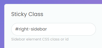 Enter the ID or Classname of the sidebar