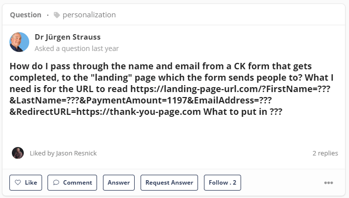 Converkit formu question about passing email address in a URL parameter