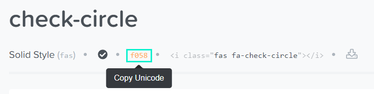 Copy the unicode for FontAwesome icon
