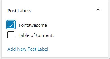 Custom post label taxonomy to load 'Font Awesome'