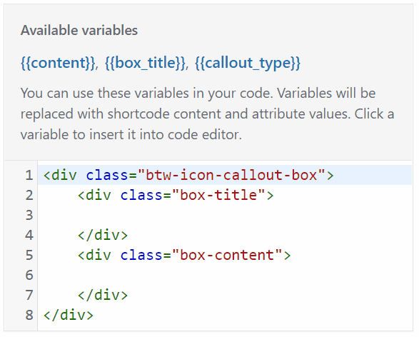 Add attributes to the HTML template for your custom Shortcode