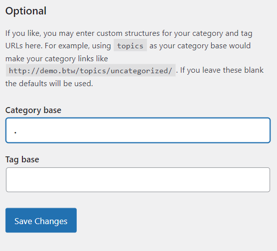 Set the category base to period in permalink settings