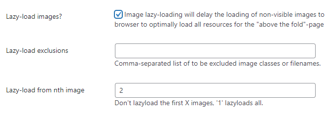 Lazyload options in Autoptimize