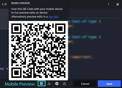 Mobile preview QR Code in CSS Hero