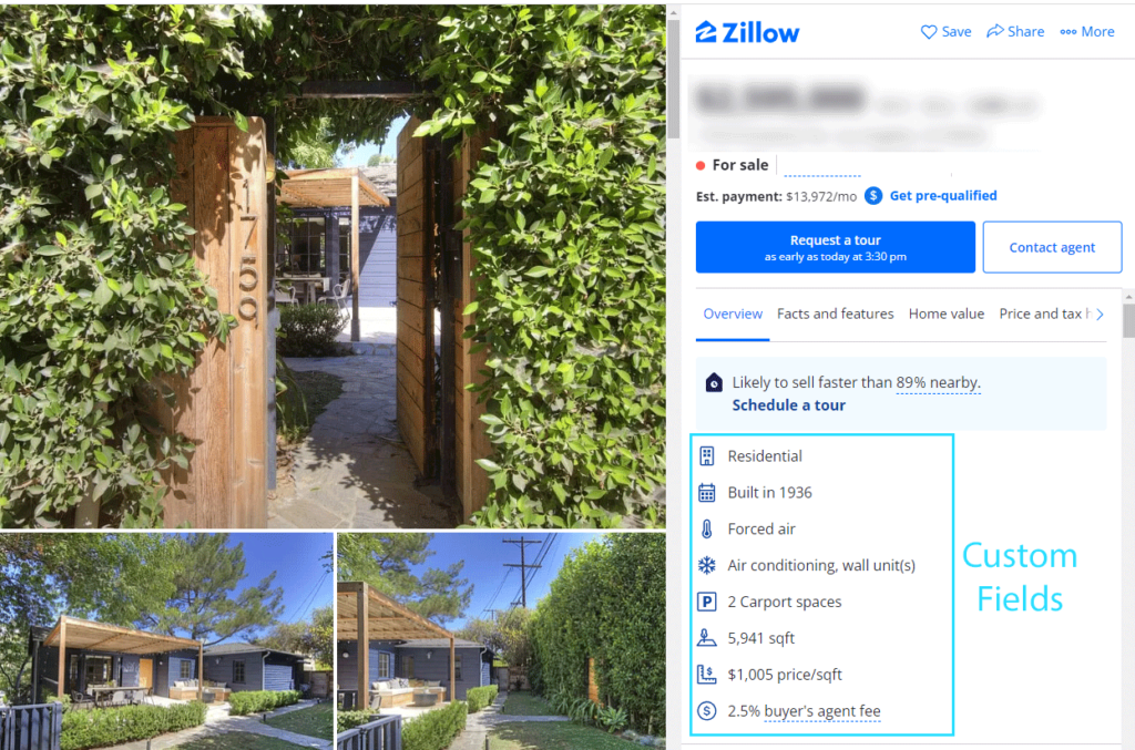 Zillow Listing (custom fields example)